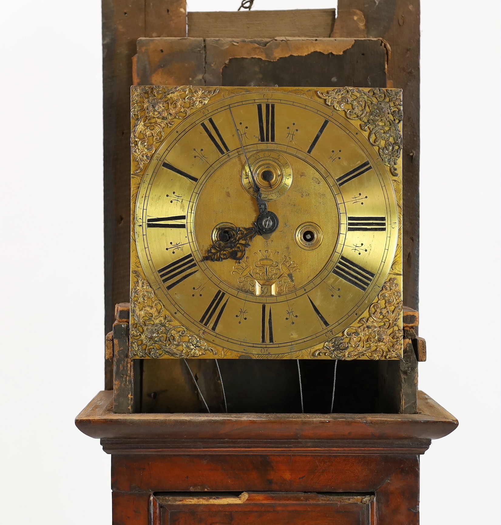 A William and Mary floral marquetry and walnut eight day longcase clock, 52cm wide, 208cm high